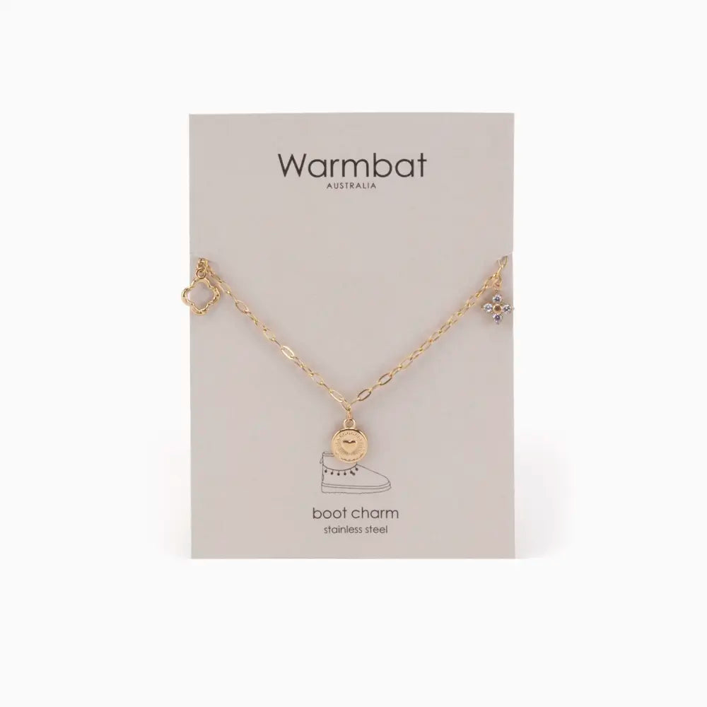 Boot Necklace Steel + Pendants Gold