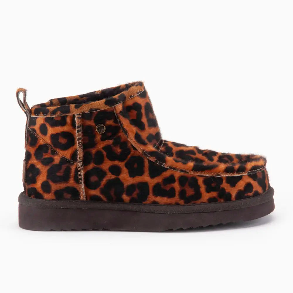 Barunga Women Suède Boot Hairy Print Panther Cognac