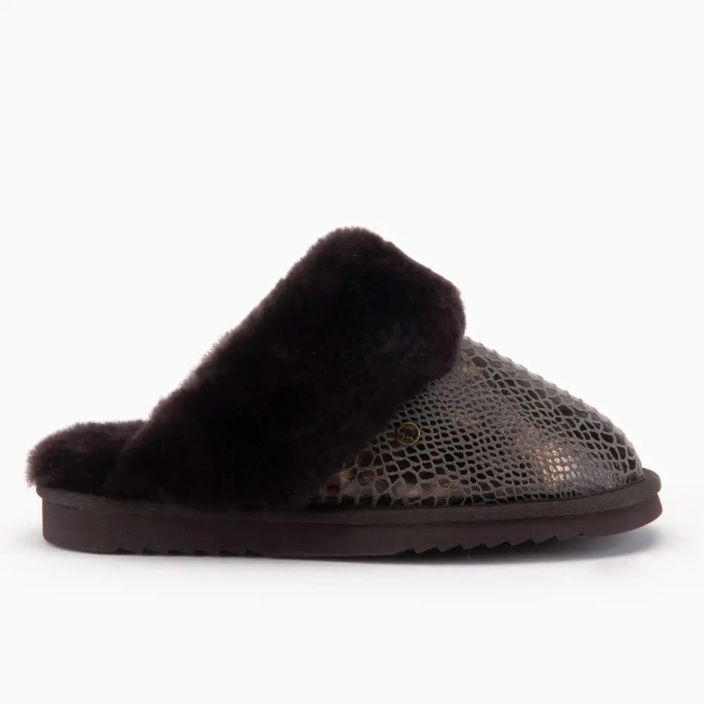 Collie Women Suède Print Snake Choco