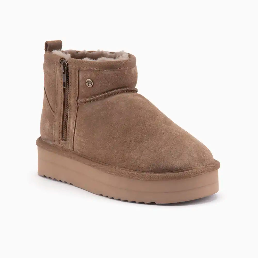 Durack dames suède zipper plateau mud 1