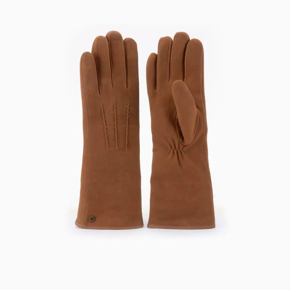 Gloves Lang Women Goat Suède Cognac