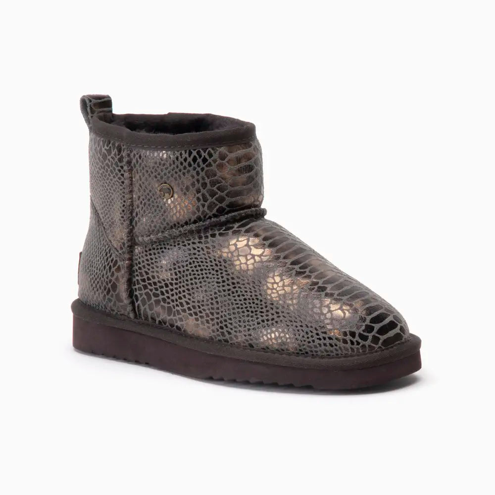 Wallaby Women Suède Boot Print Snake Choco 1