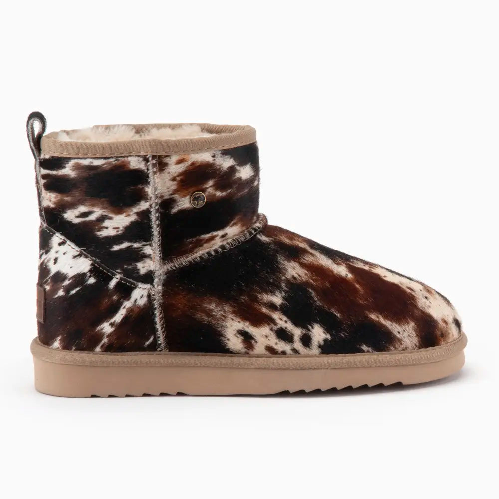 Wallaby Women Suède Boot Print Hairy Cow Black