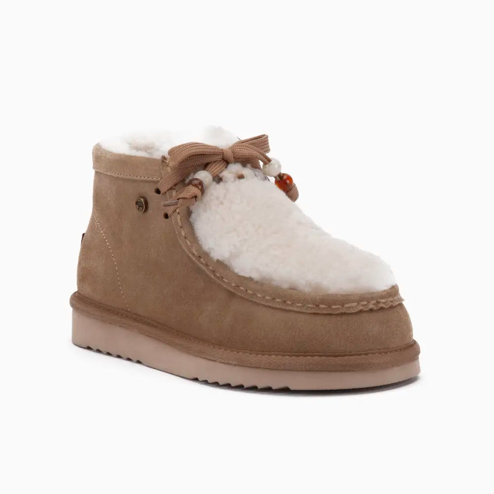 Yeppoon Women Suède Boot Curley Wool Ecru 1