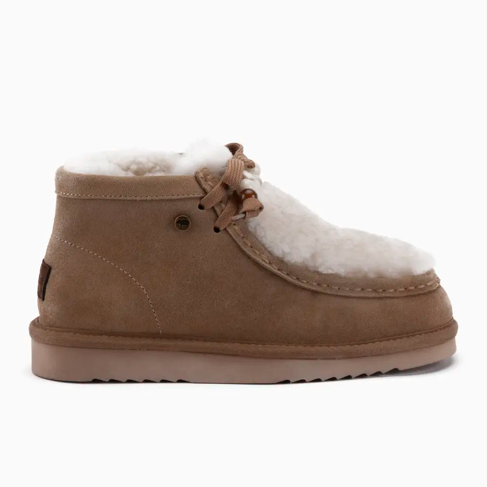 Yeppoon Women Suède Boot Curley Wool Ecru