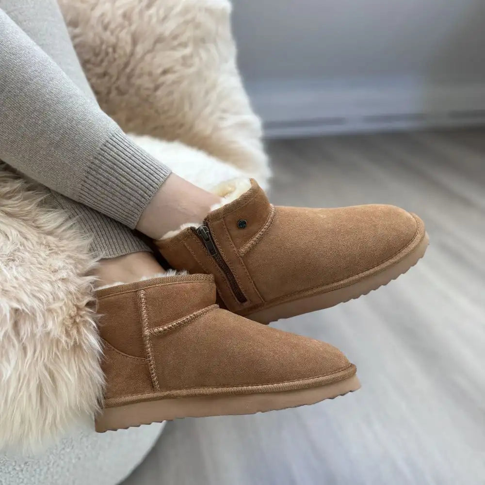 Durack suède zipper cognac 1
