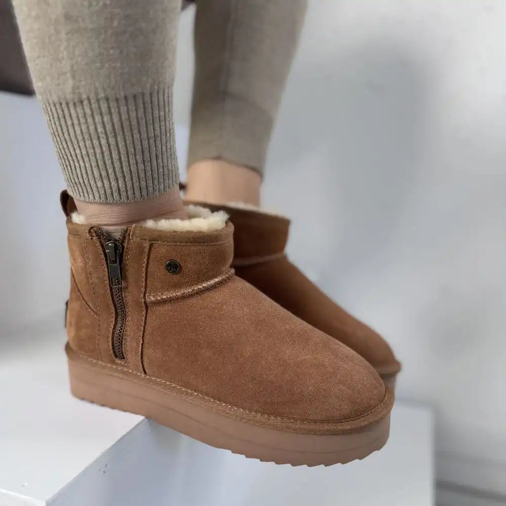 Durack suède plateau zipper cognac 1